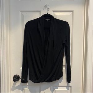 Babaton Aritzia Black Wrap Long Sleeve Top